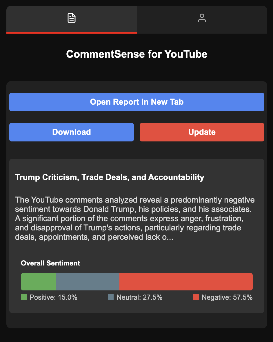 CommentSense Chrome Extension Screenshot